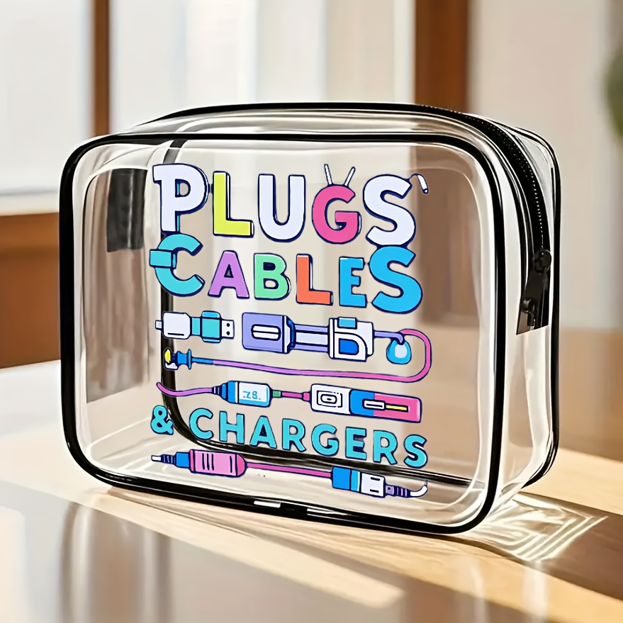 Tech Accessories Organizer Pouch - حقيبة تنظيم الكابلات الكبيرة الشفافة، حقيبة