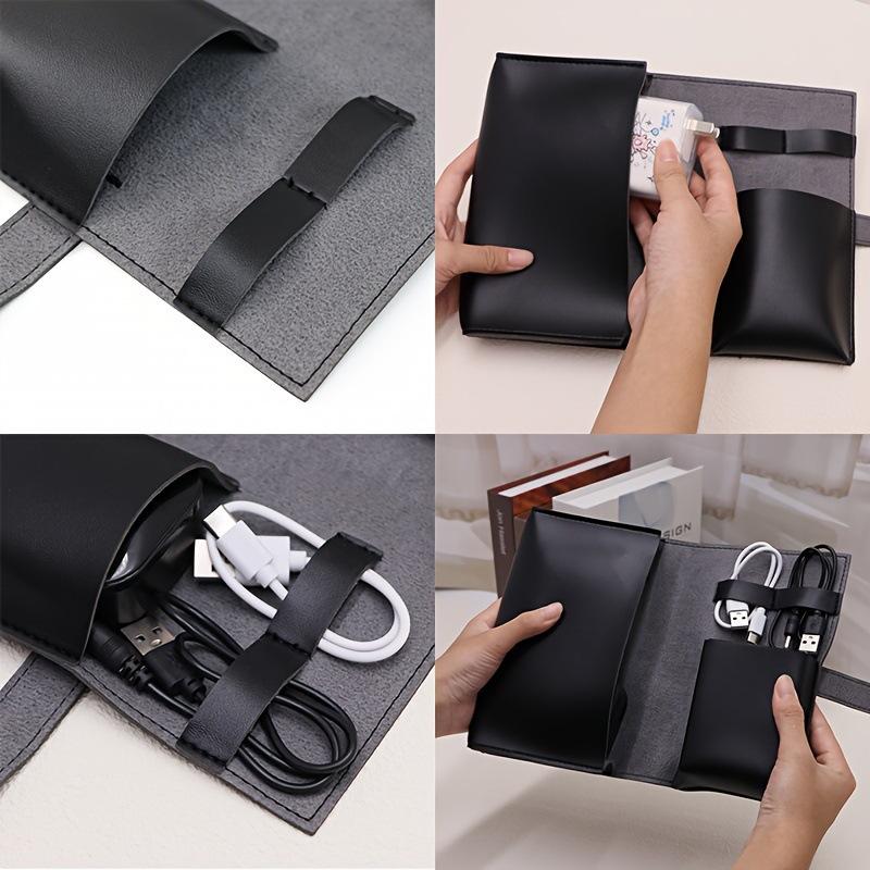 1 قطعة بو الجلود متعددة مقصورة - مراجعة Tech Accessories Organizer Pouch وسعره
